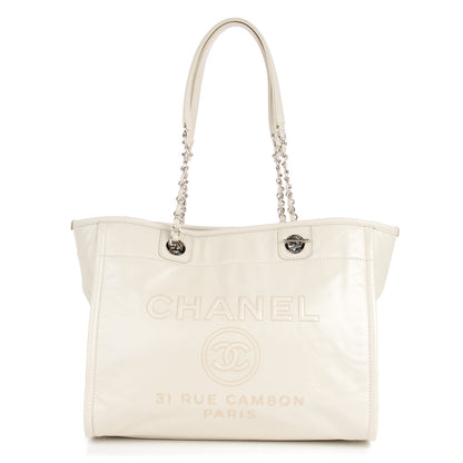 Chanel Glazed Calfskin Small Deauville Tote Ivory 1 of 7