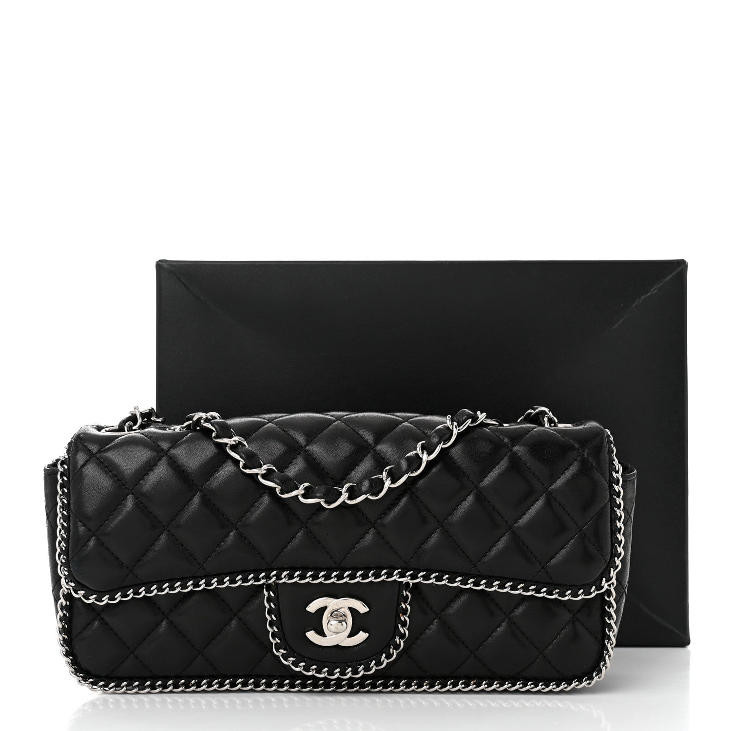 Chanel Lambskin Quilted East West Chain Around Flap Black 11 of 11