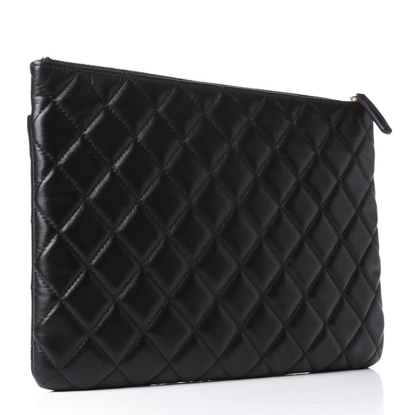 Lambskin Quilted Medium Flap Cosmetic Case Black