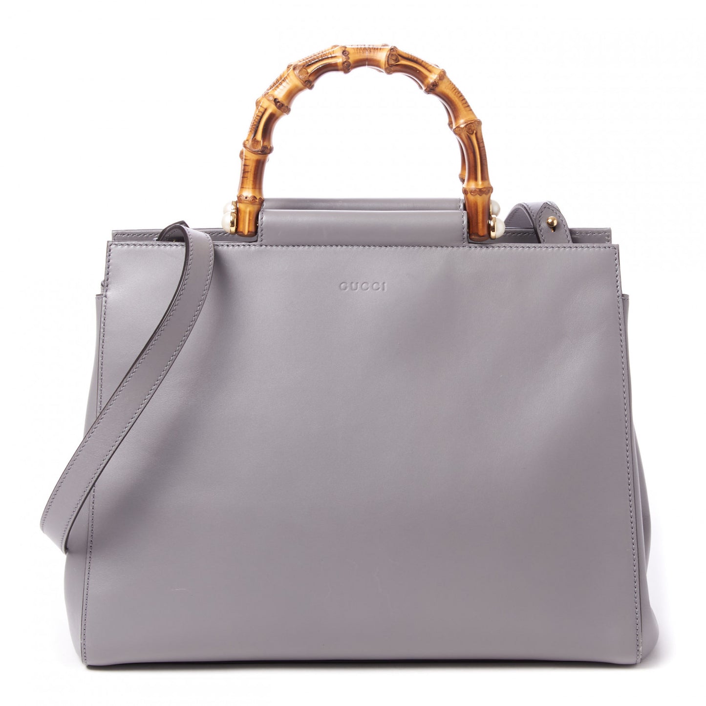 Nappa Bamboo Medium Nymphaea Top Handle Bag Deep Grey