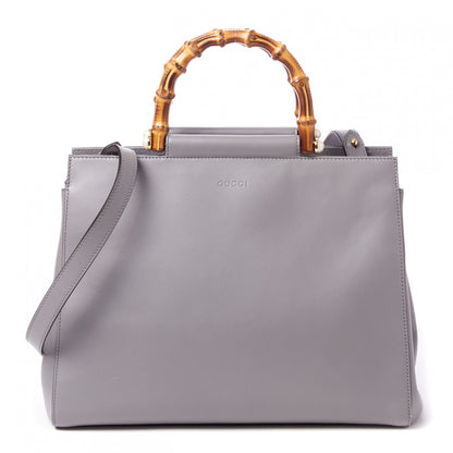 Gucci Nappa Bamboo Medium Nymphaea Top Handle Bag Deep Grey 1 of 10