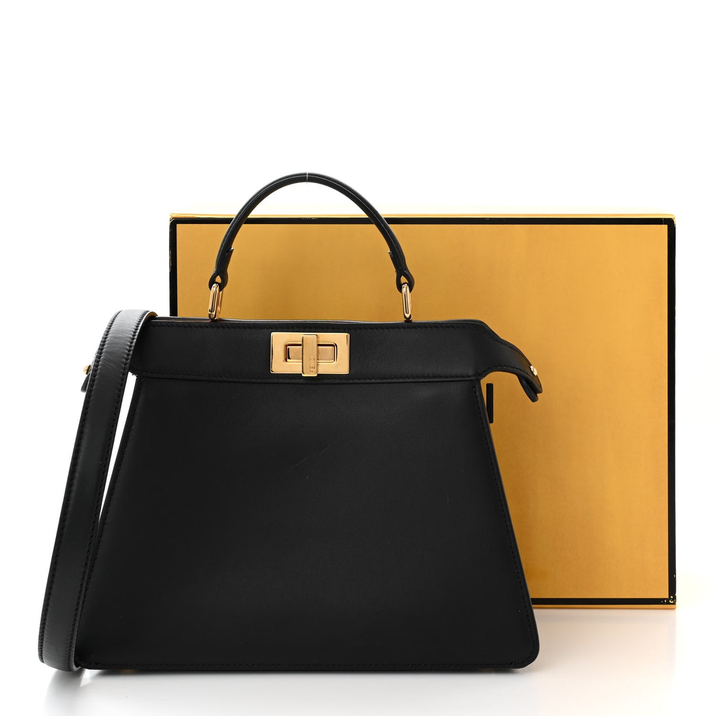 Vitello Seta Nappa Bi-Color Small Peekaboo I SEE U Satchel Black Light Rose Tortora