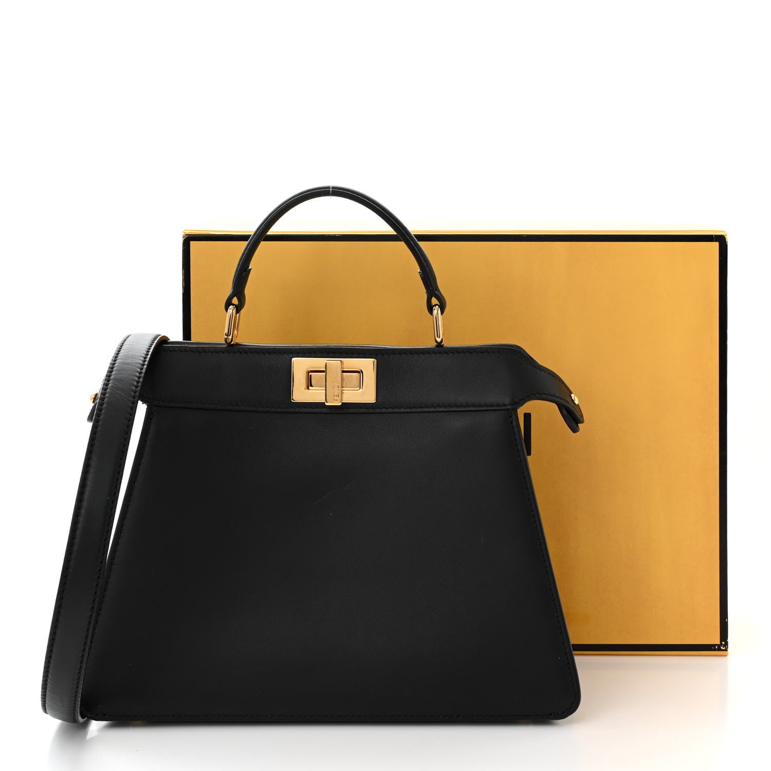 Fendi Vitello Seta Nappa Bi-Color Small Peekaboo I SEE U Satchel Black Light Rose Tortora 11 of 11