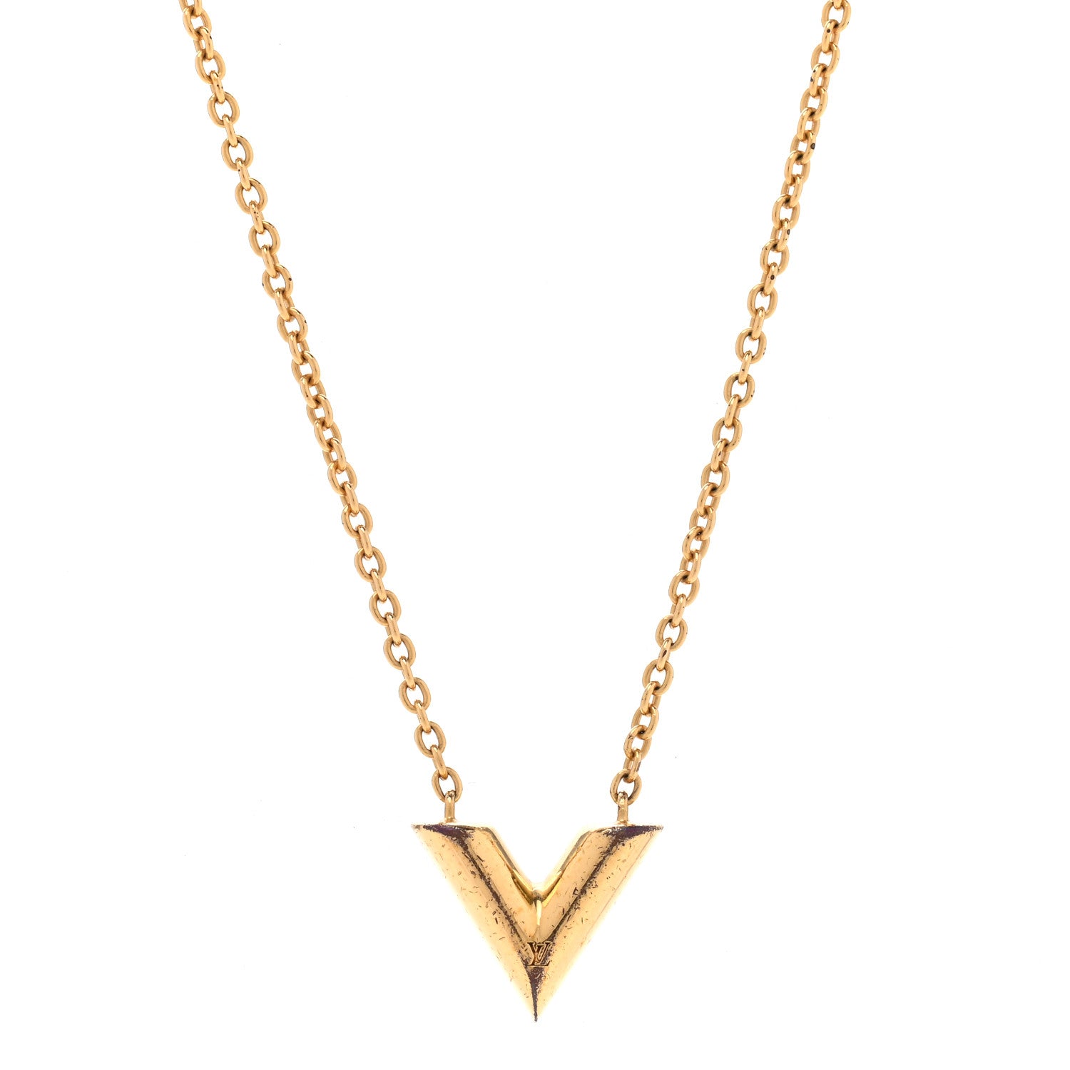Louis Vuitton Essential V Necklace Gold 1 of 7