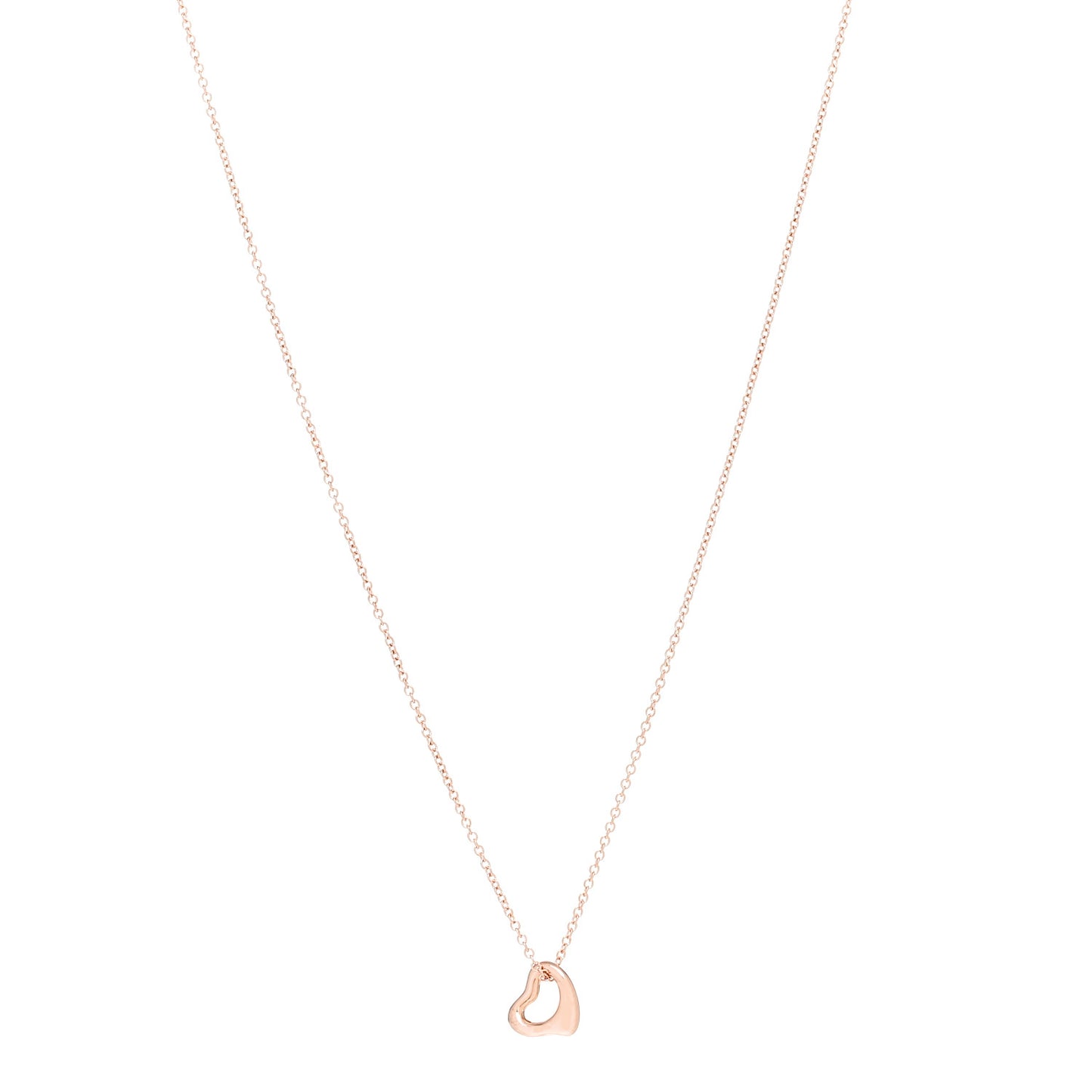 18K Rose Gold 7mm Elsa Peretti Open Heart Pendant Necklace