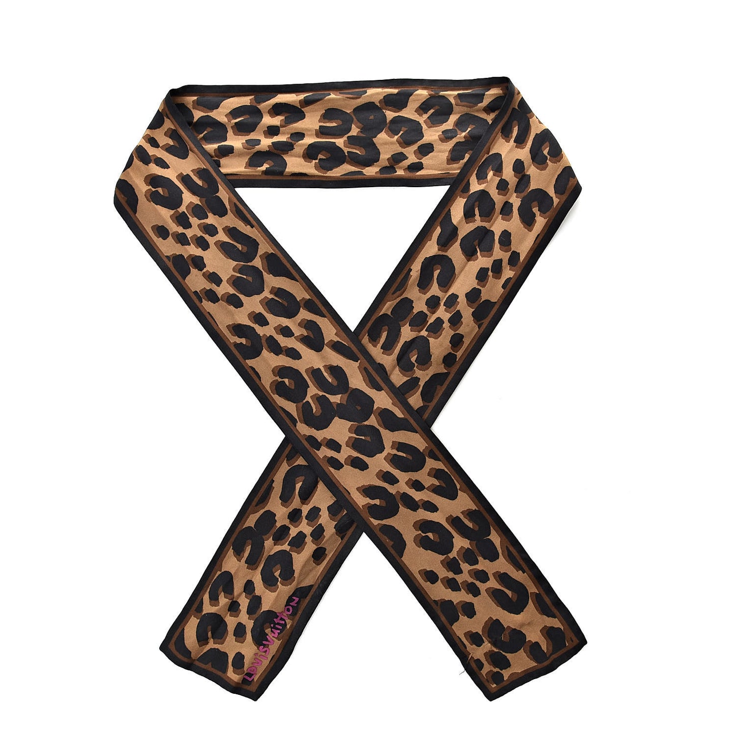 Silk Leopard Bandeau Scarf Marron