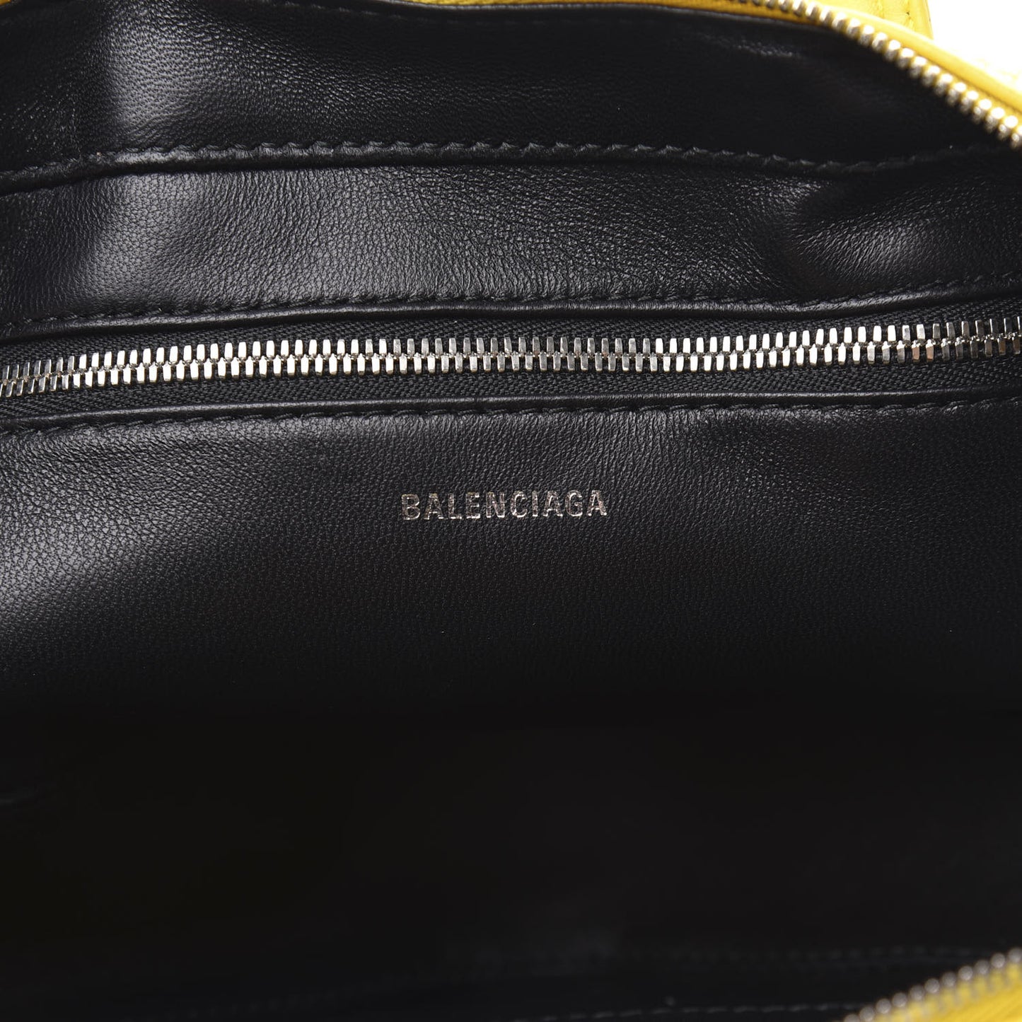 Shiny Day Calfskin Logo XS Triangle Duffle Jaune Black