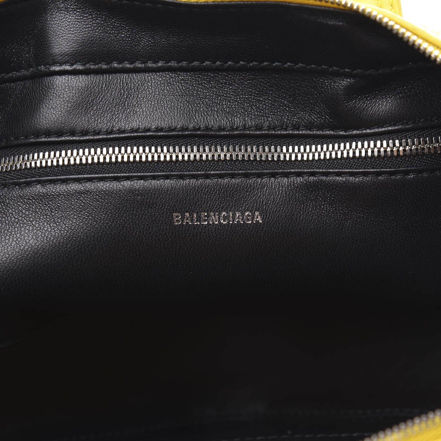 Balenciaga Shiny Day Calfskin Logo XS Triangle Duffle Jaune Black 6 of 9