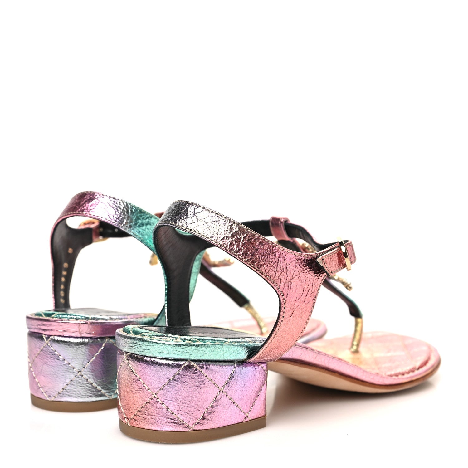 Chanel Goatskin Fantasy CC Pearl Thong Sandals 35.5 Multicolor