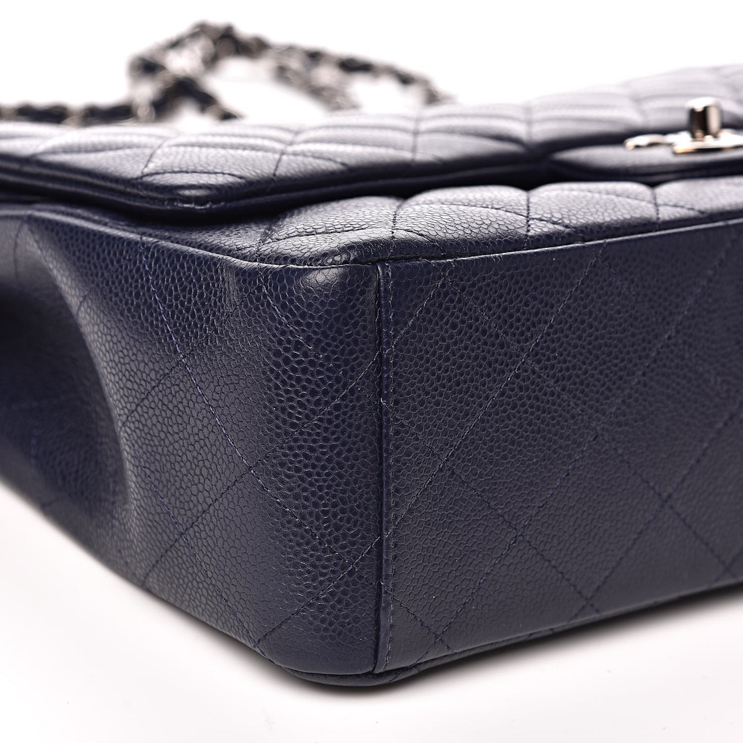 Caviar Quilted Maxi Double Flap Navy Blue