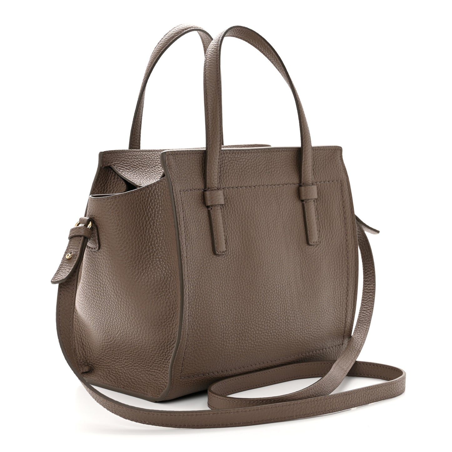 Hammered Calfskin Double Handle Small Amy Tote Caraway Seed