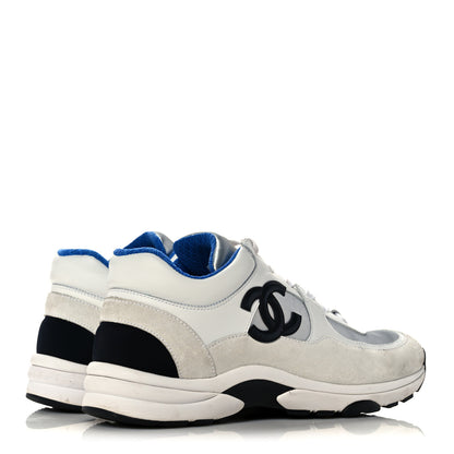Chanel Calfskin Fabric Sneakers 37 White Silver Fluo Blue 4 of 10