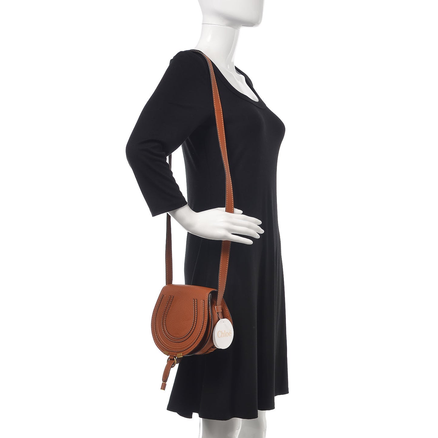 Calfskin Mini Marcie Round Crossbody Bag Tan