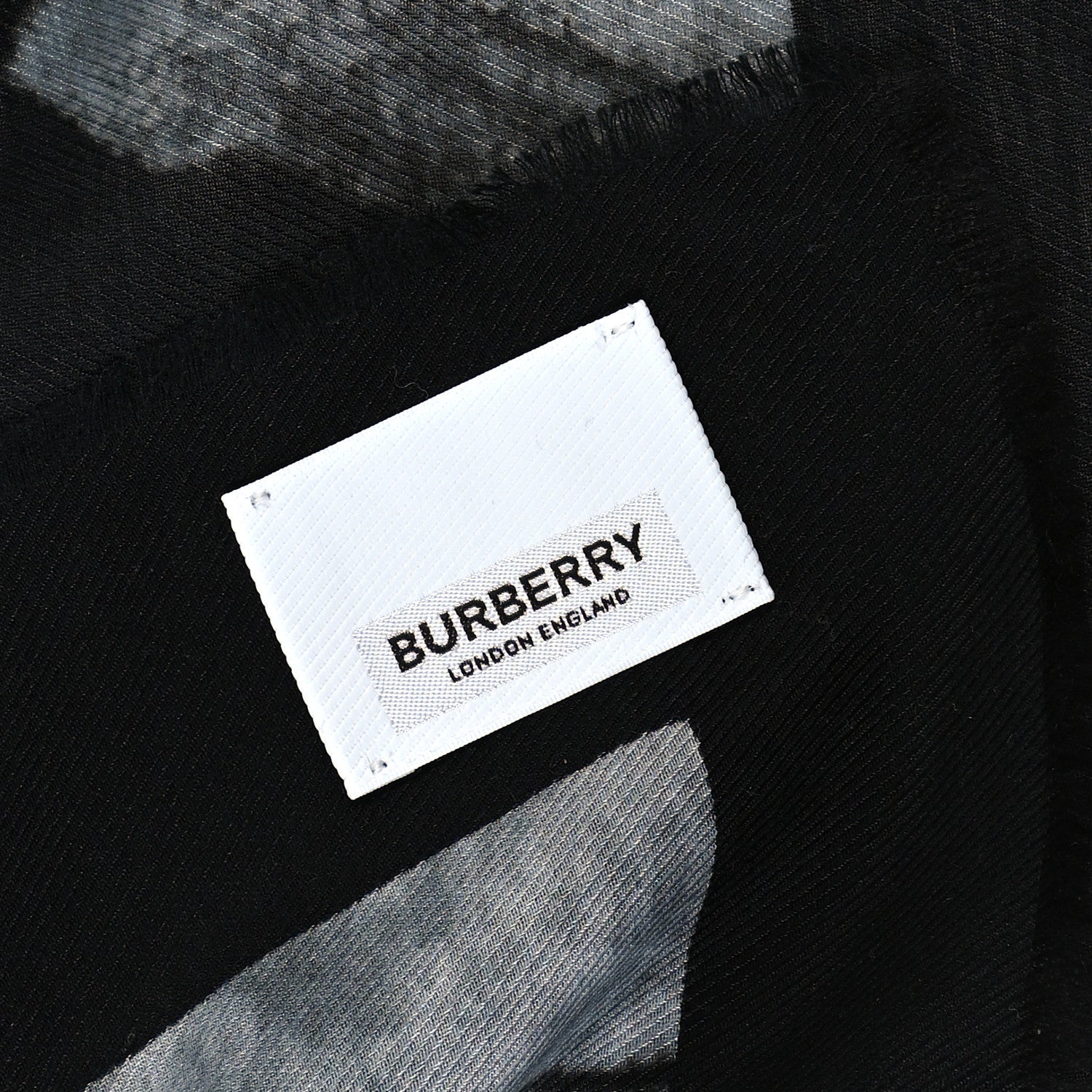 Burberry Cotton Silk Gauze Hard Pleasure Square Scarf White Black 3 of 4