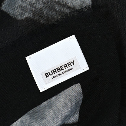 Burberry Cotton Silk Gauze Hard Pleasure Square Scarf White Black 3 of 4