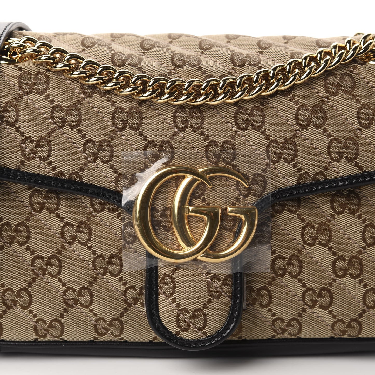 Monogram Matelasse Diagonal Small GG Marmont Shoulder Bag Beige Black