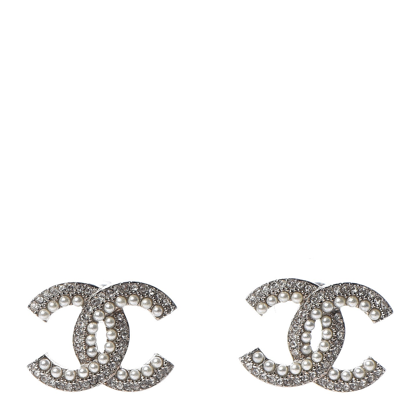 Pearl Crystal CC Snow Palace Earrings Silver