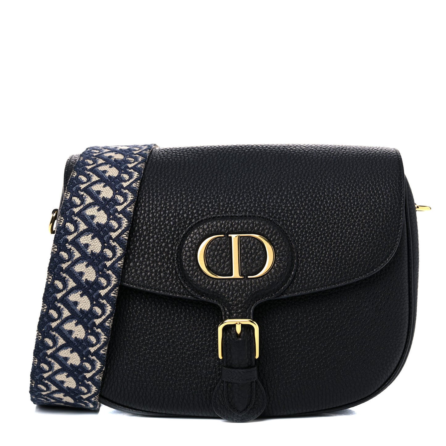 Grained Calfskin Large Bobby Flap Black