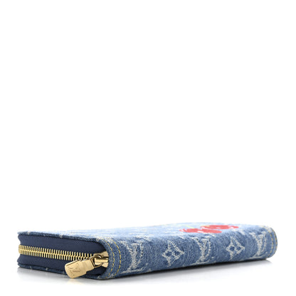 Louis Vuitton LV X TM Monogram Denim Cerises Zippy Wallet Blue 4 of 7