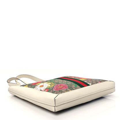 Gucci GG Supreme Monogram Flora Web Ophidia Vertical Shopping Tote White 5 of 13
