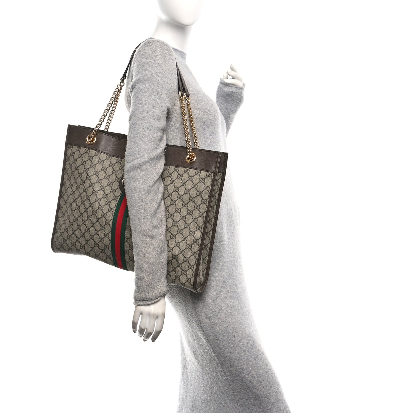 GG Supreme Monogram Large Rajah Chain Tote Beige New Acero