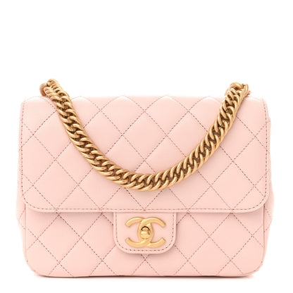 Chanel Calfskin Quilted Chain On Chain Flap Light Pink 1 of 11