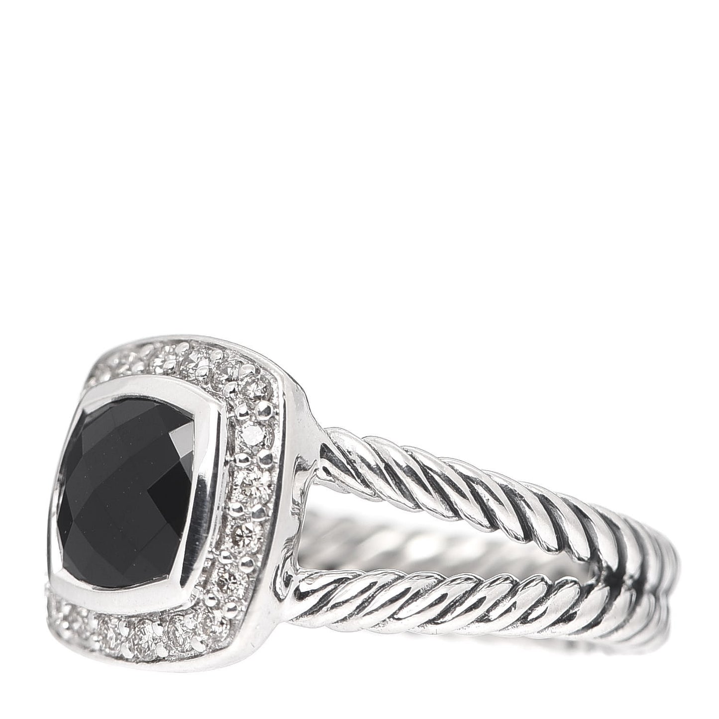 Sterling Silver Diamond Black Onyx 7mm Petite Albion Ring 49 5