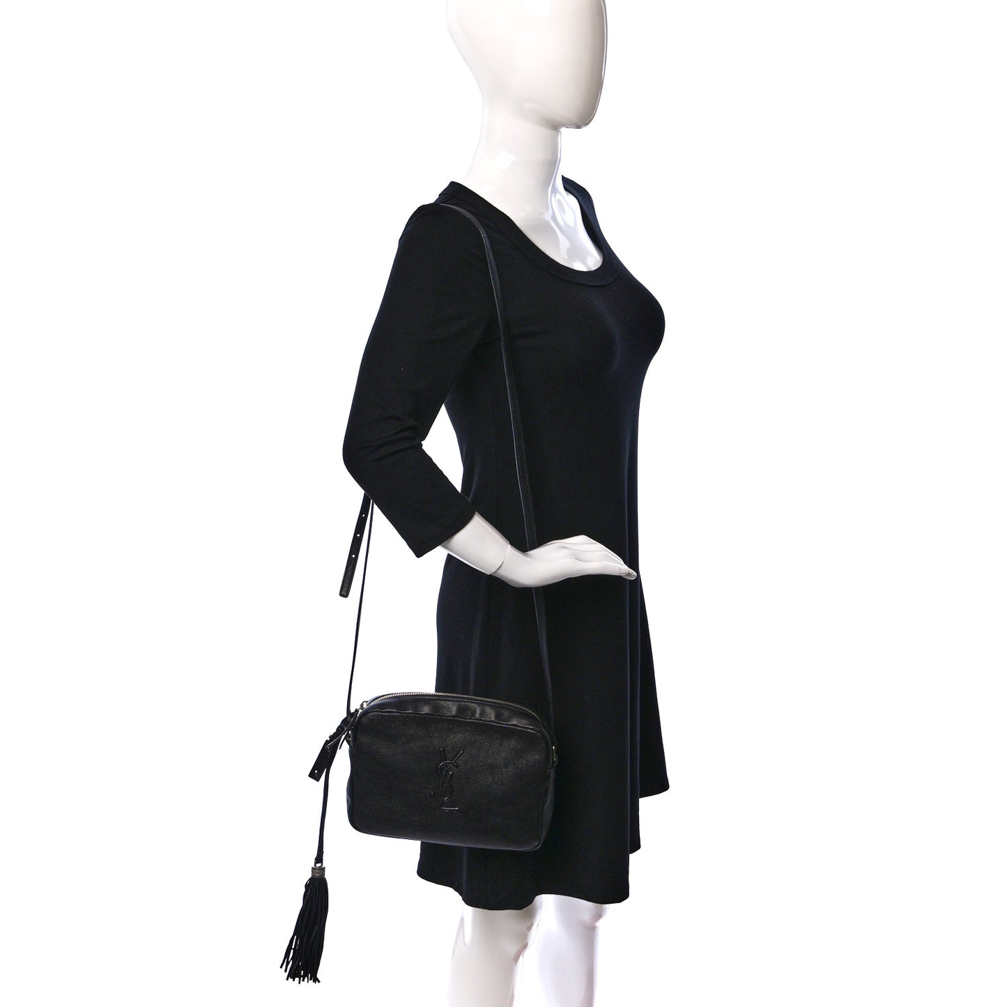 Lambskin Monogram Embossed Small Lou Camera Bag Black