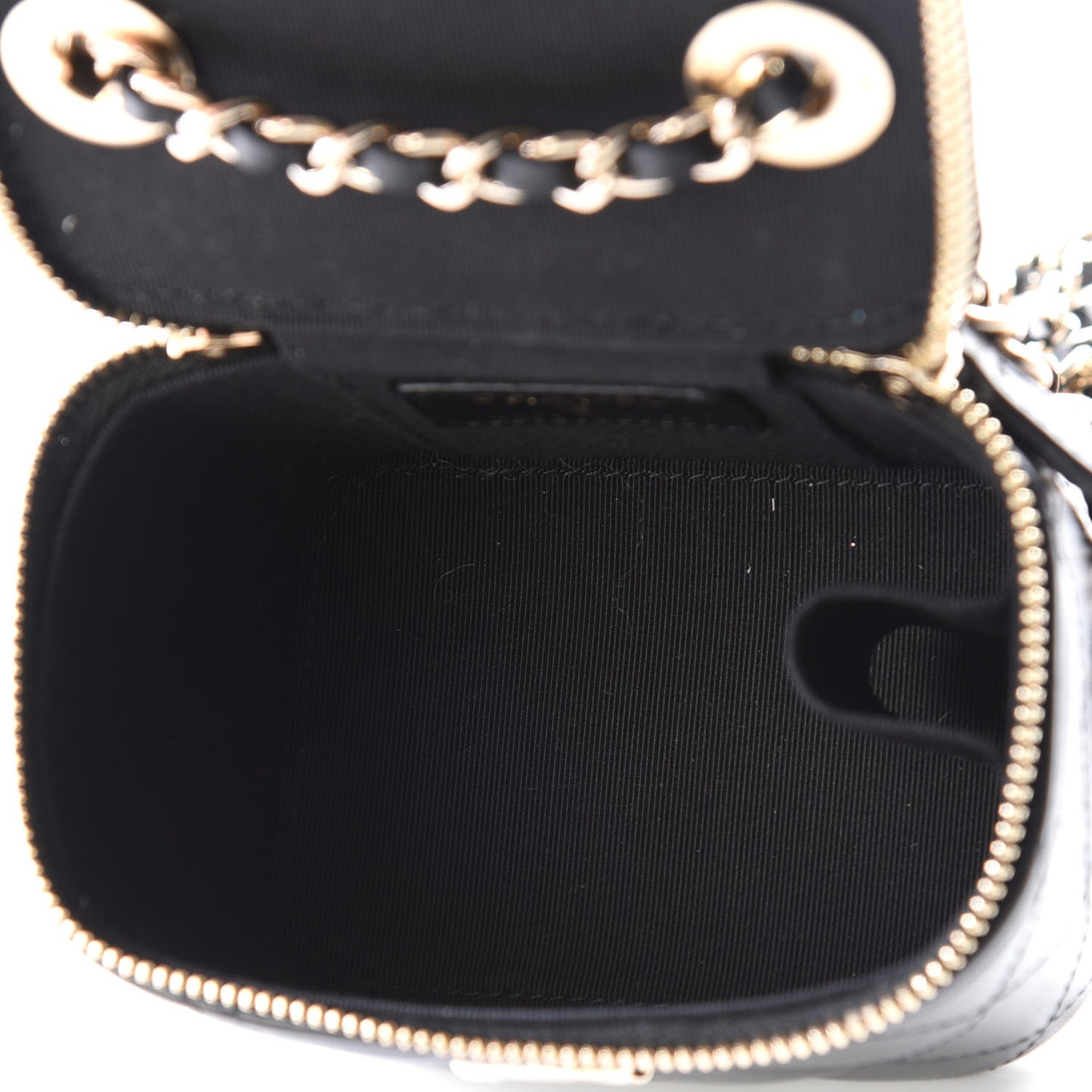 Lambskin Quilted Mini Vanity Case With Chain Black