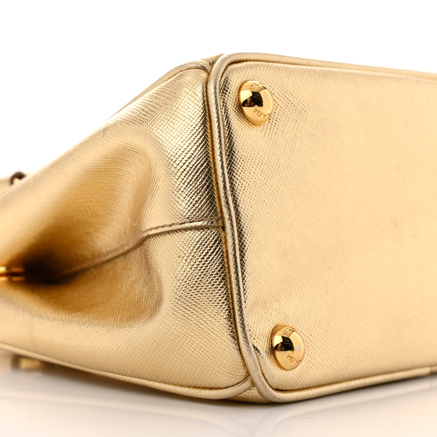 Prada Metallic Saffiano Lux Micro Galleria Double Zip Tote Gold 8 of 10