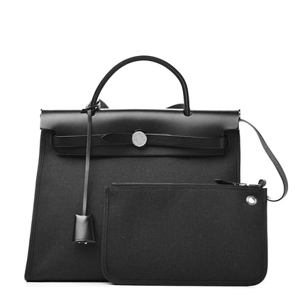 Hermes Military Toile Vache Hunter Herbag Zip PM 31 Black 1 of 13