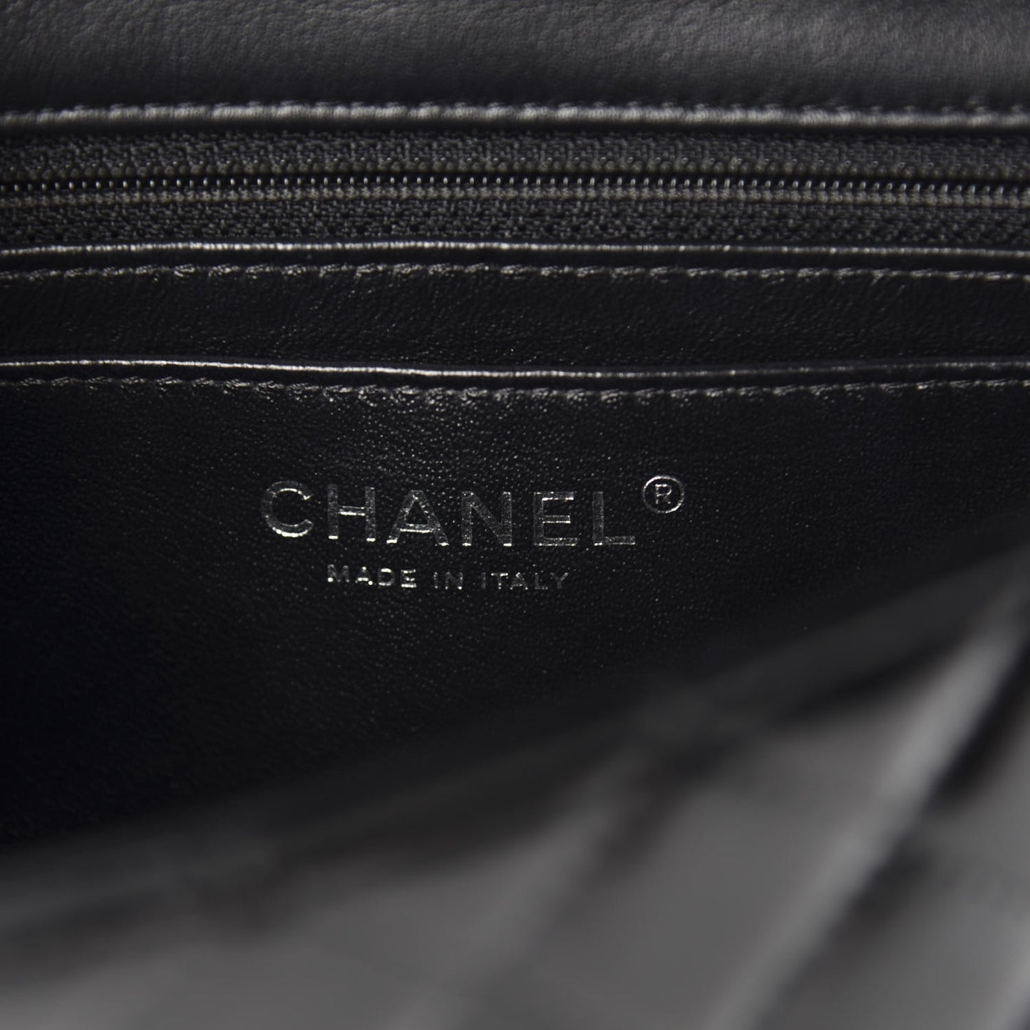 Patent Calfskin Quilted Mini Rectangular Flap Black