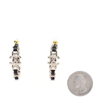 Chanel Lambskin CC Turnlock Chain Hoop Earrings Gold Black 2 of 8