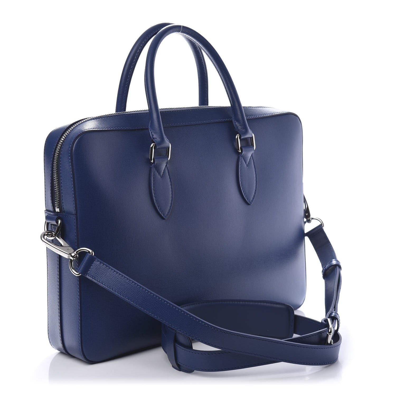 Burberry Textured Calfskin Barrow Briefcase Deep Blue 3 of 10