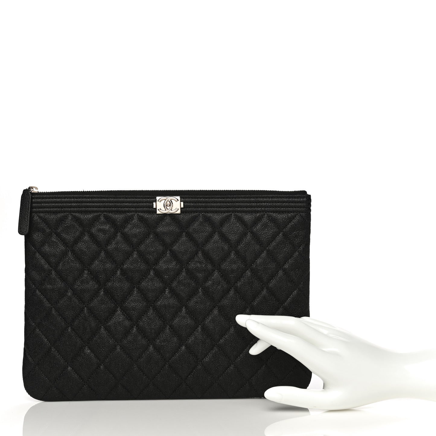 Caviar Quilted Medium Boy Cosmetic Case Black