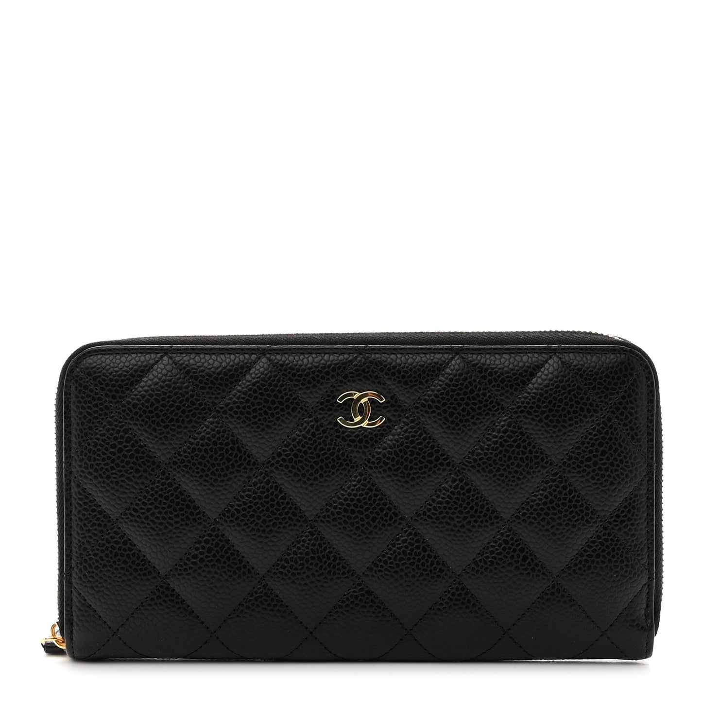 Caviar Quilted Large Gusset Zip Around Wallet Black