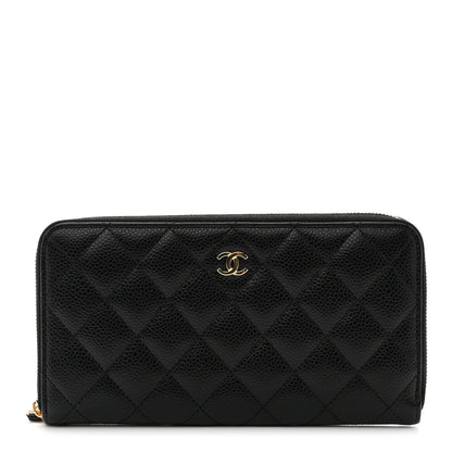 Chanel Caviar Quilted Large Gusset Zip Around Wallet Black 1 of 9