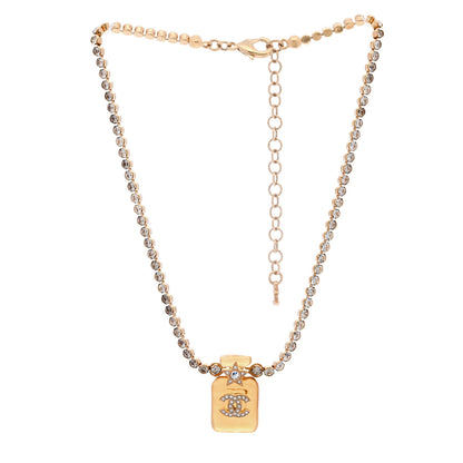 Chanel Resin Crystal CC Star Perfume Bottle Necklace Gold 3 of 6