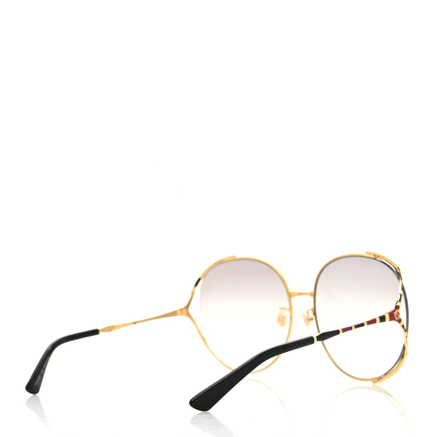 Gucci Metal Round Frame GG0595S Sunglasses Gold Black Red 4 of 6