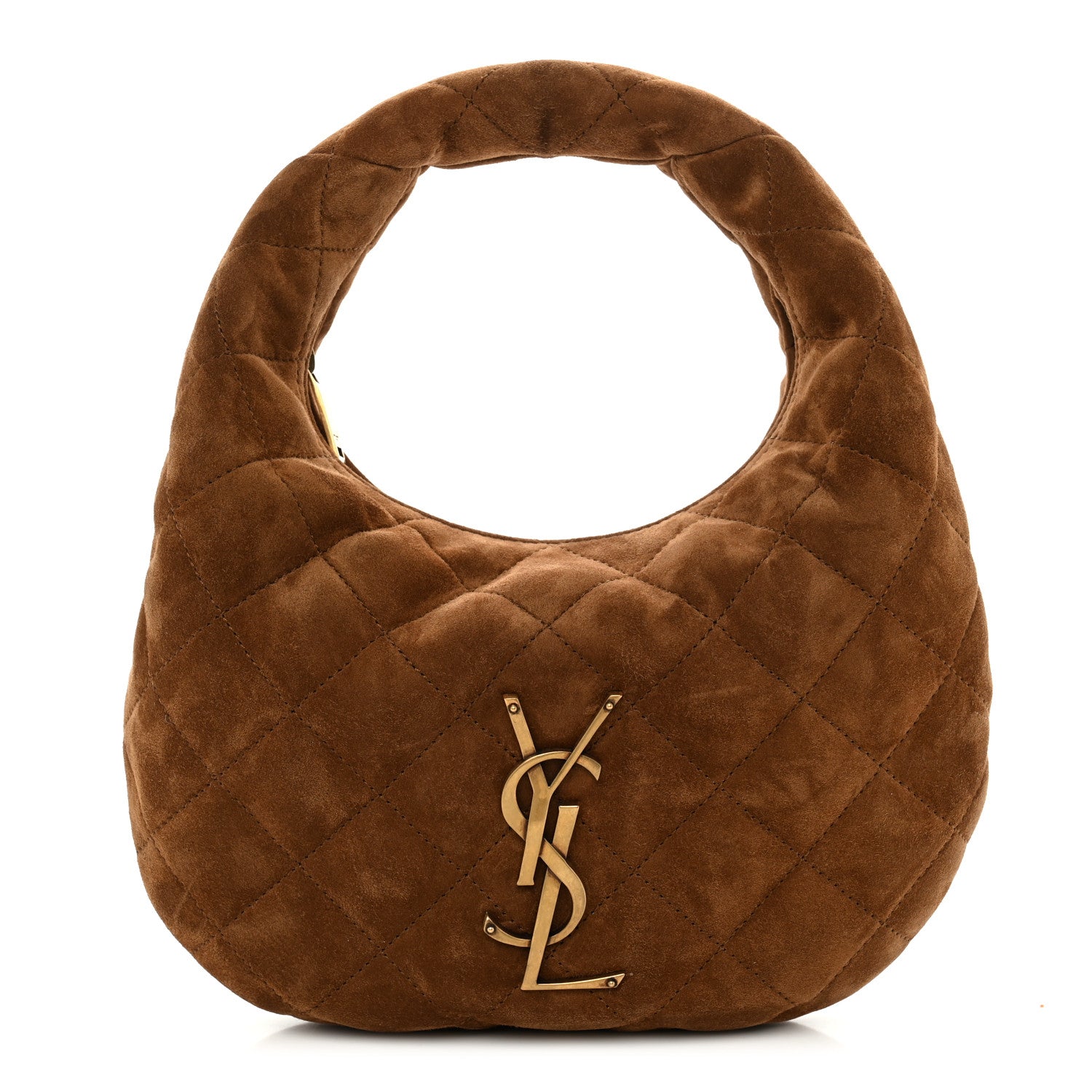Saint Laurent Suede Quilted Icarino Bag Cognac 1 of 10