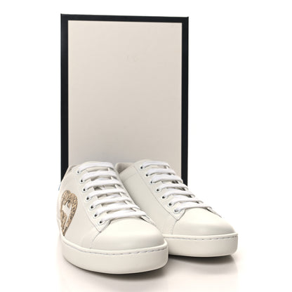Gucci Calfskin Miro Soft Snakeskin Womens Ace Sneakers 36.5 White 9 of 9
