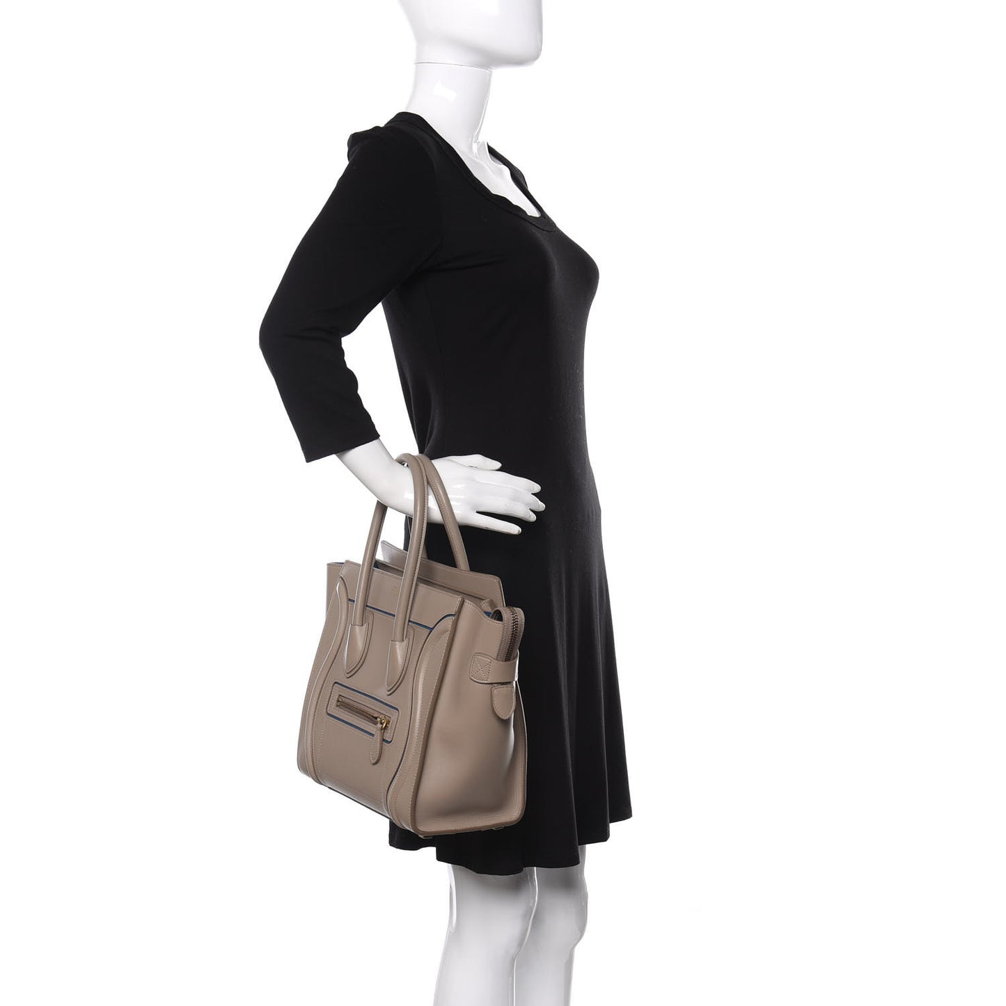 Smooth Calfskin Interstice Micro Luggage Light Taupe