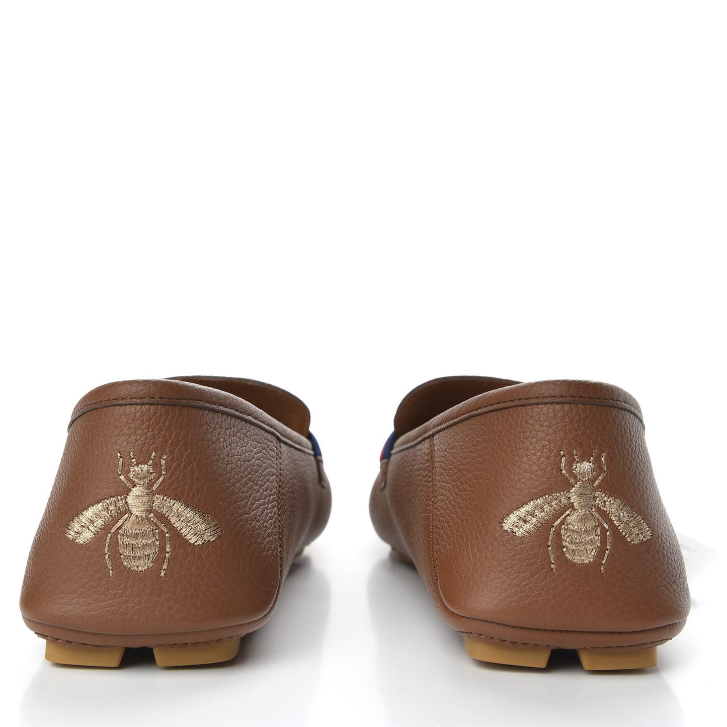Calfskin Mens Web Sylvie Web Buckle Driver Loafers 8 Brown