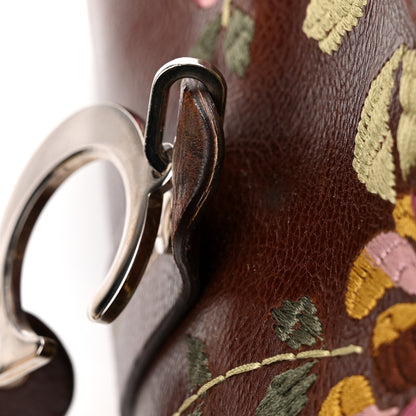 Christian Dior Grained Calfskin Romantic Flowers Frame Satchel Brown 11 of 11