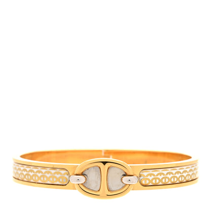 Hermes Enamel Mini Clic Chaine d'Ancre Bracelet Jaune Or White 1 of 4