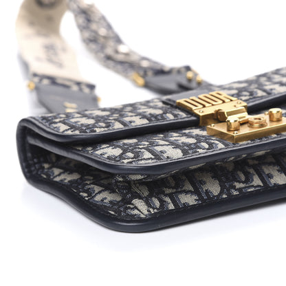 Christian Dior Oblique Small DiorAddict Flap Bag Navy Blue 6 of 9