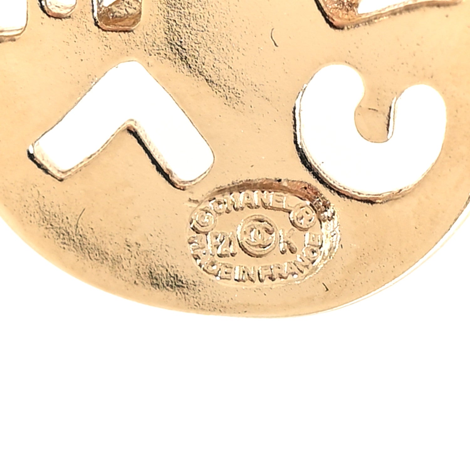 Chanel Metal Crystal Coco Round Earrings Gold 4 of 5