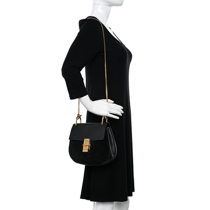Chloe Suede Smooth Calfskin Drew Shoulder Bag Black 2 of 12
