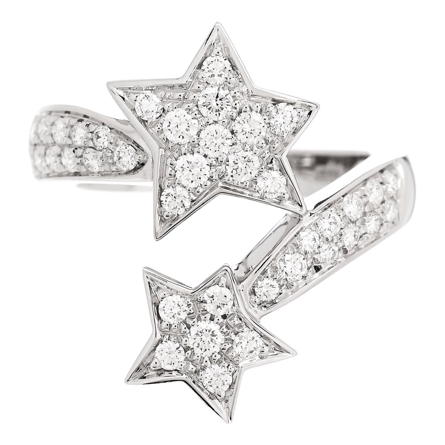Chanel 18K White Gold Diamond Comete Geode Ring 51 5.75 1 of 4
