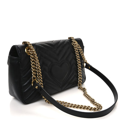 Gucci Calfskin Matelasse Small GG Marmont Shoulder Bag Black 3 of 12